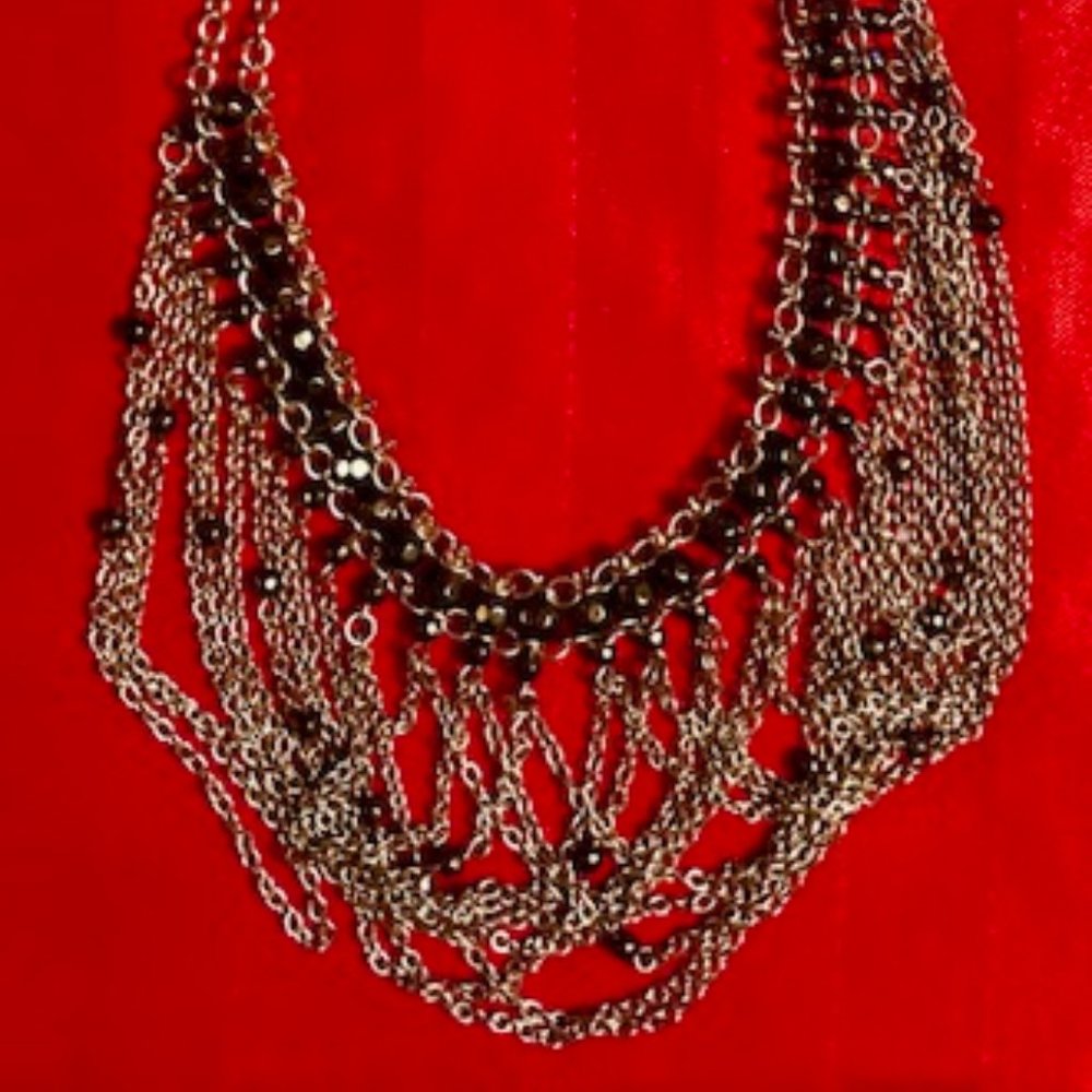 Silver Necklace with Black Beads